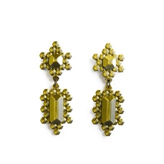 3D Printed Large Dangle Earrings, Blue Gold