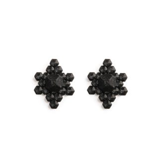 3D Printed Stone-shaped Stud Earrings, Pearl Black