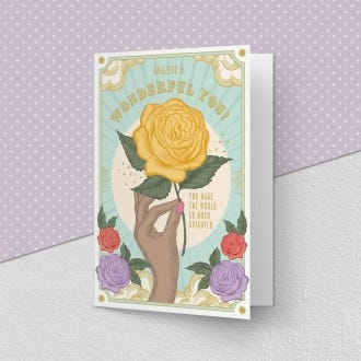 'Amazing & Wonderful You' Yellow Rose Greeting Card