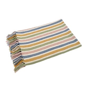 Carousel Recycled Cotton Throw, Striped, folded