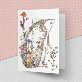 Cottage Garden Hedgehog Greeting Card