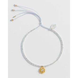 Flower Charm Bracelet, Silver and Gold Plated