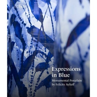 Expressions in Blue cover image. Close-up of cobalt painted monumental porcelain.