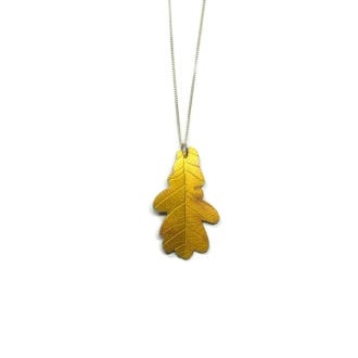 Golden Oak Leaf Pendant Necklace
