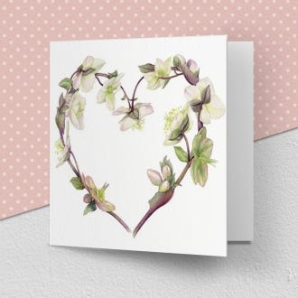 Billy Showell Hellebore Heart Greeting Card