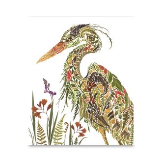 Heron and Flowers Greeting Card