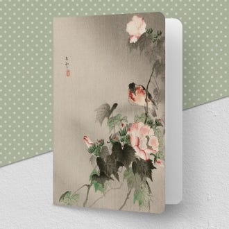 Japanese Stonechat Bird Greeting Card from Ezen
