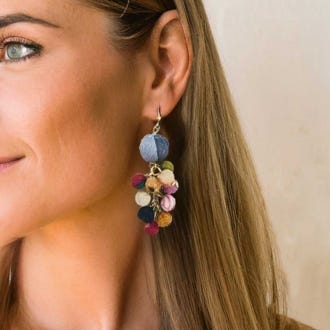 Kantha Dangle Cluster Earrings