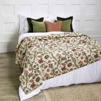 Kantha Cotton Throw, Sage