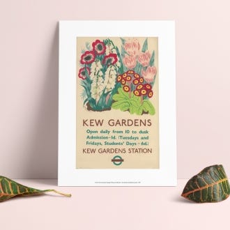 Kew Gardens by Betty Swanwick TFL A4 Print