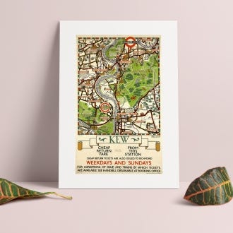 Kew Gardens Map by Herry Perry TFL A4 Print