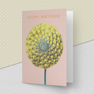 Kew Happy Birthday Yellow Dahlia Greeting Card