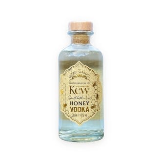 The Secret Garden 'Royal Botanic Gardens, Kew Honey Vodka featuring a beautiful gold label with bee illustrations. 20cl.