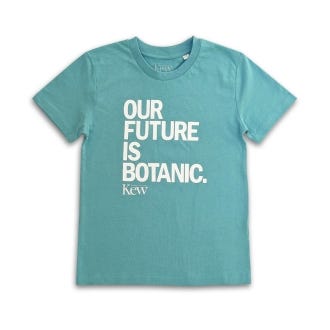Kew Our Future is Botanic T-shirt in light teal colour for children