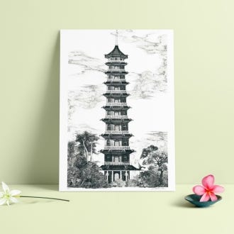 Lucille Clerc 'Great Pagoda' A3 Print