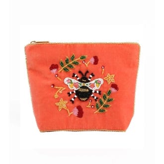 My Doris Floral Bee Small Pouch, Orange