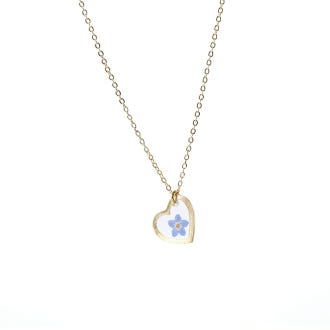 Forget-me-not Gold Heart Pendant Necklace