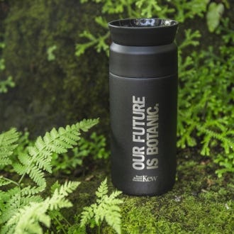 Kew 'Our Future is Botanic' 350ml Ocean Bottle Brew Flask, Black - Lifestyle Image