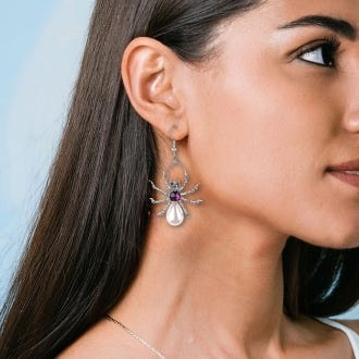 Pearl Spider Drop Earrings