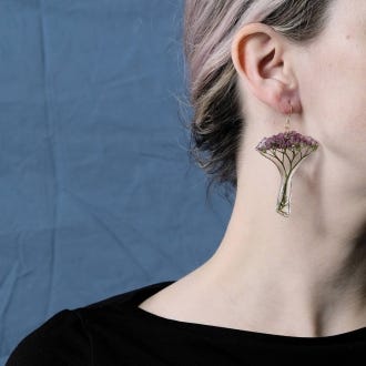 Purple Bouquet Gold Plated Earrings - on model