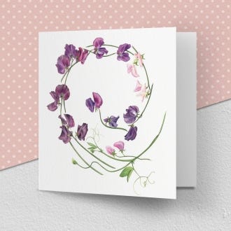 Billy Showell Sweet Pea Swirl Greeting Card
