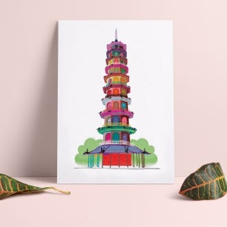 The Pagoda at Kew 'I drew this' A4 Print