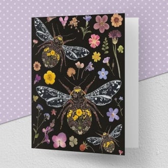 Three Bumblebees Greeting Card