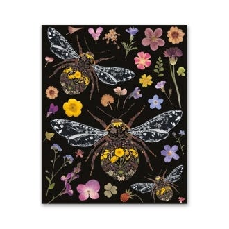 Three Bumblebees Greeting Card