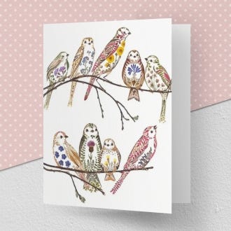 Wildflower Sparrows Greeting Card