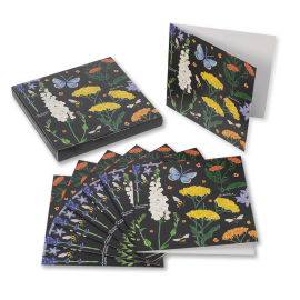 8 Black Dee Hardwicke cards with a plain, white inside and white envelopes.