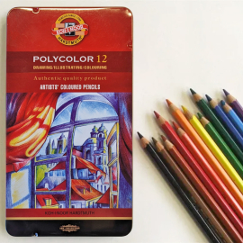 Artist's coloured Pencils - set of 12 in a tin