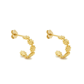 image of the gold plated hoop earrings, shaped with a daisy chain design
