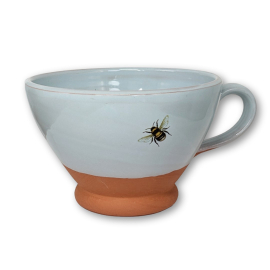 Rustic Terracotta Bee Breakfast Cup, Pastel Blue