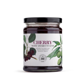 Cherry with amaretto jam. A blend of succulent sour cherries infused with Amaretto Liqueur.