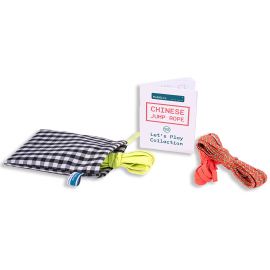 Jump band featuring a variety of coloured ropes in a bag, with instructions.