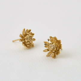 Chrysanthemum Flower Gold Plated Stud Earrings from Alex Monroe