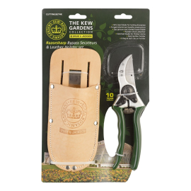 Image of the Secateurs and Leather Holster Gift Set in their original packaging on a plain white background