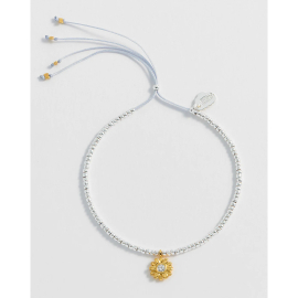 Flower Charm Bracelet, Silver and Gold Plated