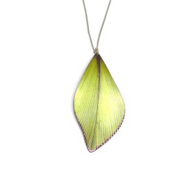 Diamond Palm leaf necklace with silver chain.