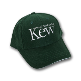 Forest Green Kew baseball cap emblazoned with White Kew's logo and a white piping along the front brim.