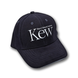 Navy Kew baseball cap emblazoned with Kew's logo in white and featuring white piping along the brim.