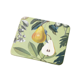 Single Kew Fruit and Floral Square Coaster on white.