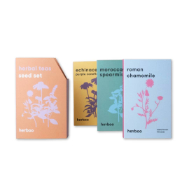 Photo of the Herbal teas seed set and the single variety packets