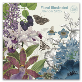 Kew Floral Illustrated Wall Calendar 2025 front