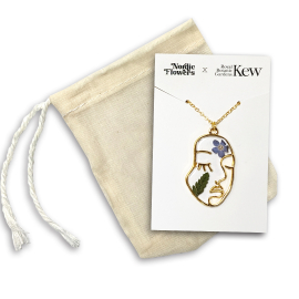 Kew x Nordic Flowers Necklace, Face Flowers & Fern with gift bag