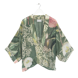 Kew Elderflower Kimono, Green, Front, from One Hundred Stars