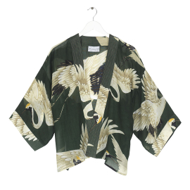 Stork Kimono, Forest Green - front - from One Hundred Stars
