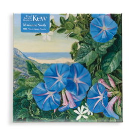 Marianne North Adult Jigsaw Puzzle, Amatungula and Blue Ipomoea, South Africa. Front cover.