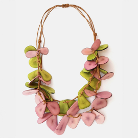 Natural Seeds Statement Necklace, Pink & Green, from Pretty Pink