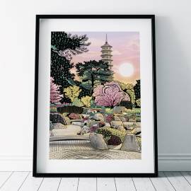 Kew Japanese Pagoda Print, framed